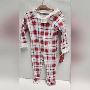 3-6 Months Baby Wondershop Plaid Holiday Union Footsie Pajama Suit New Red White